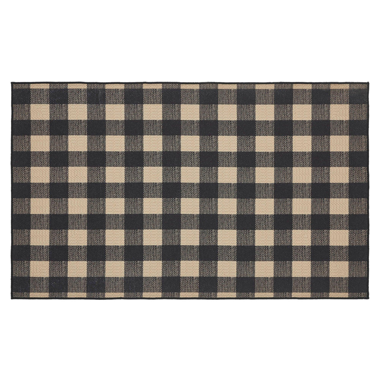 Black Check Polyester Rug Rect 36x60 - The Fox Decor
