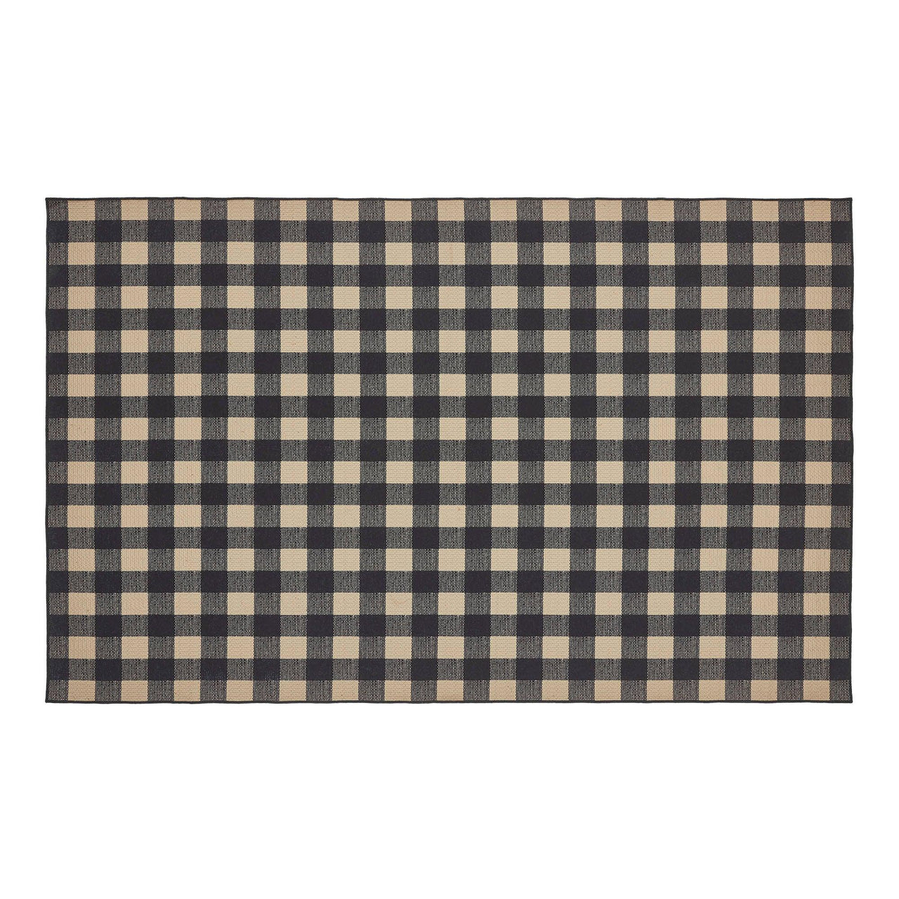 Black Check Polyester Rug Rect 60x96 - The Fox Decor