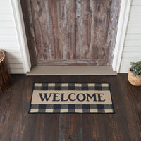 Thumbnail for Black Check Welcome Polyester Rug Rect 17x36 - The Fox Decor