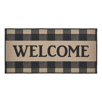 Thumbnail for Black Check Welcome Polyester Rug Rect 17x36 - The Fox Decor