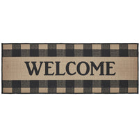 Black Check Welcome Polyester Rug Rect 17x48 - The Fox Decor