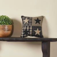 Thumbnail for Black Check Star Pillow 6x6 - The Fox Decor