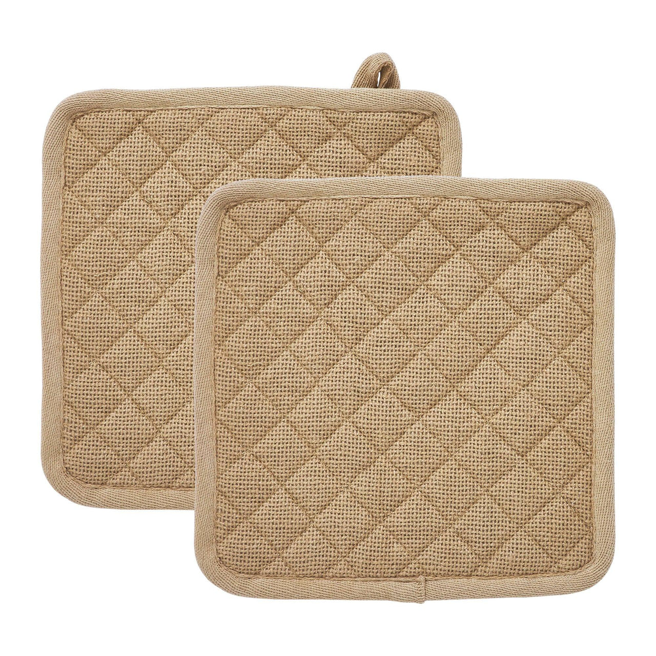 Burlap Natural Pot Holder Set of 2 8x8 - The Fox Decor
