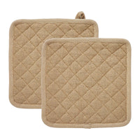 Burlap Natural Pot Holder Set of 2 8x8 - The Fox Decor