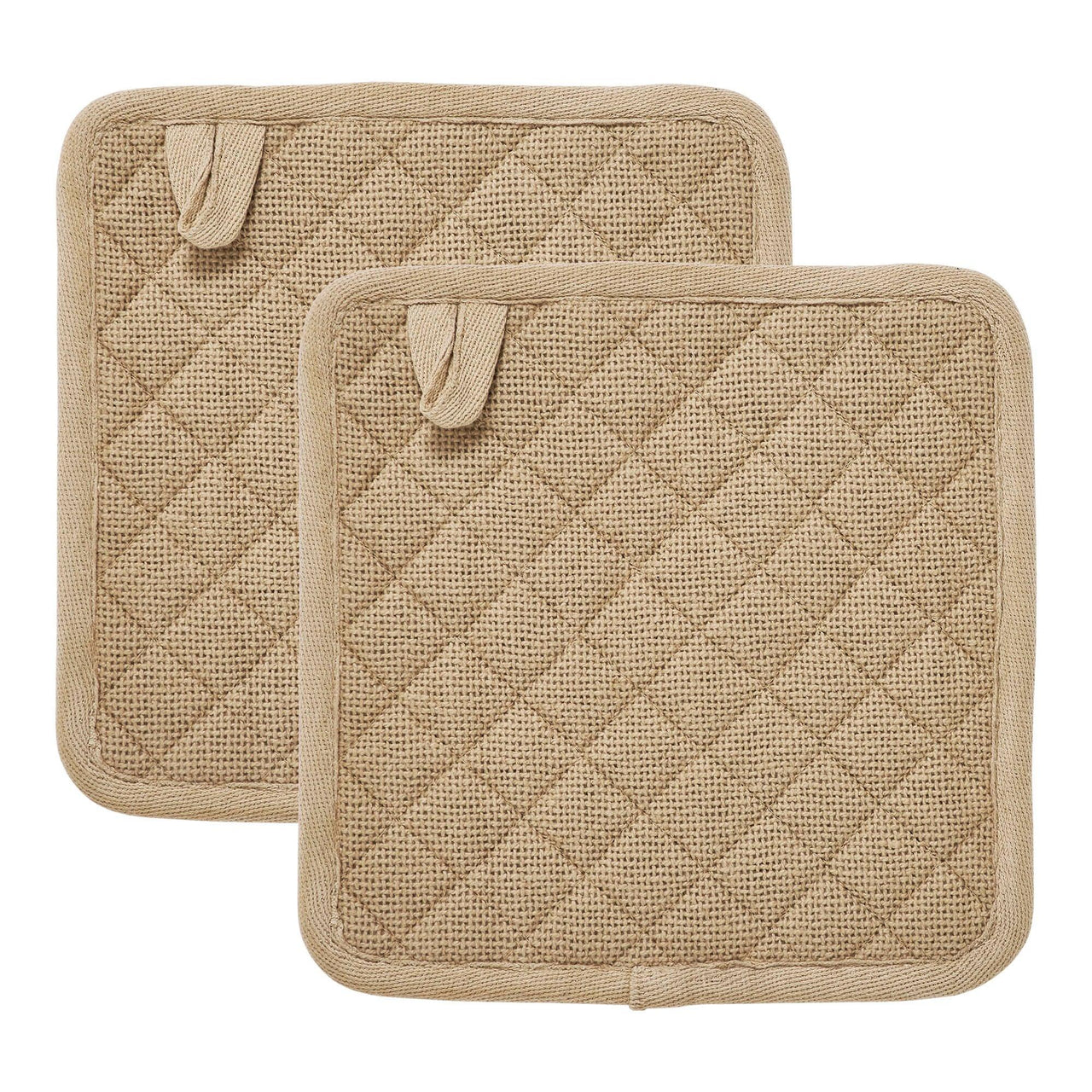Burlap Natural Pot Holder Set of 2 8x8 - The Fox Decor