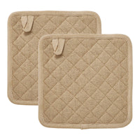 Burlap Natural Pot Holder Set of 2 8x8 - The Fox Decor