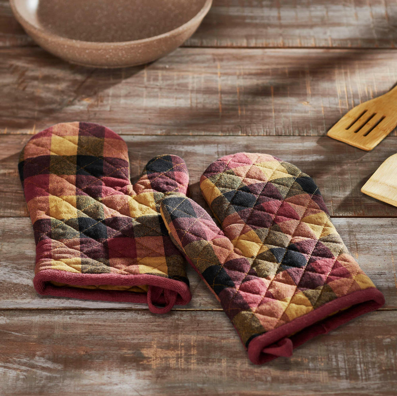 Heritage Farms Primitive Check Oven Mitt Set of 2 - The Fox Decor