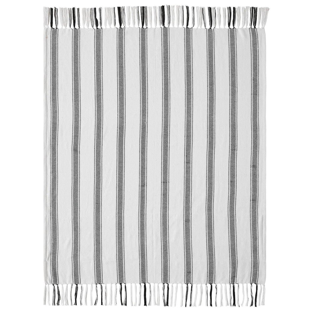 Sawyer Mill Black Ticking Stripe Woven Throw 50x60 - The Fox Decor