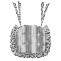 Sawyer Mill Black Ticking Stripe Ruffled Chair Pad 16.5x18 - The Fox Decor
