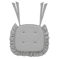 Sawyer Mill Black Ticking Stripe Ruffled Chair Pad 16.5x18 - The Fox Decor