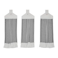 Sawyer Mill Black Ticking Stripe Button Loop Tea Towel Set of 3 - The Fox Decor