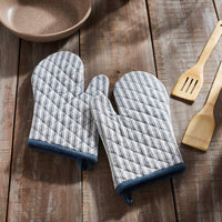 Sawyer Mill Blue Ticking Stripe Oven Mitt Set of 2 - The Fox Decor