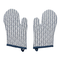Sawyer Mill Blue Ticking Stripe Oven Mitt Set of 2 - The Fox Decor