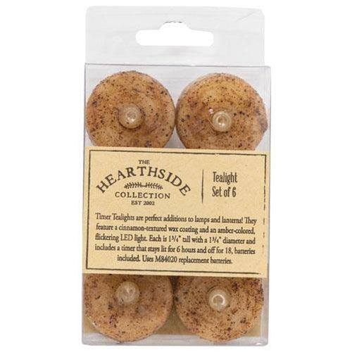 6 Pkg Burnt Ivory Timer Tealights - The Fox Decor