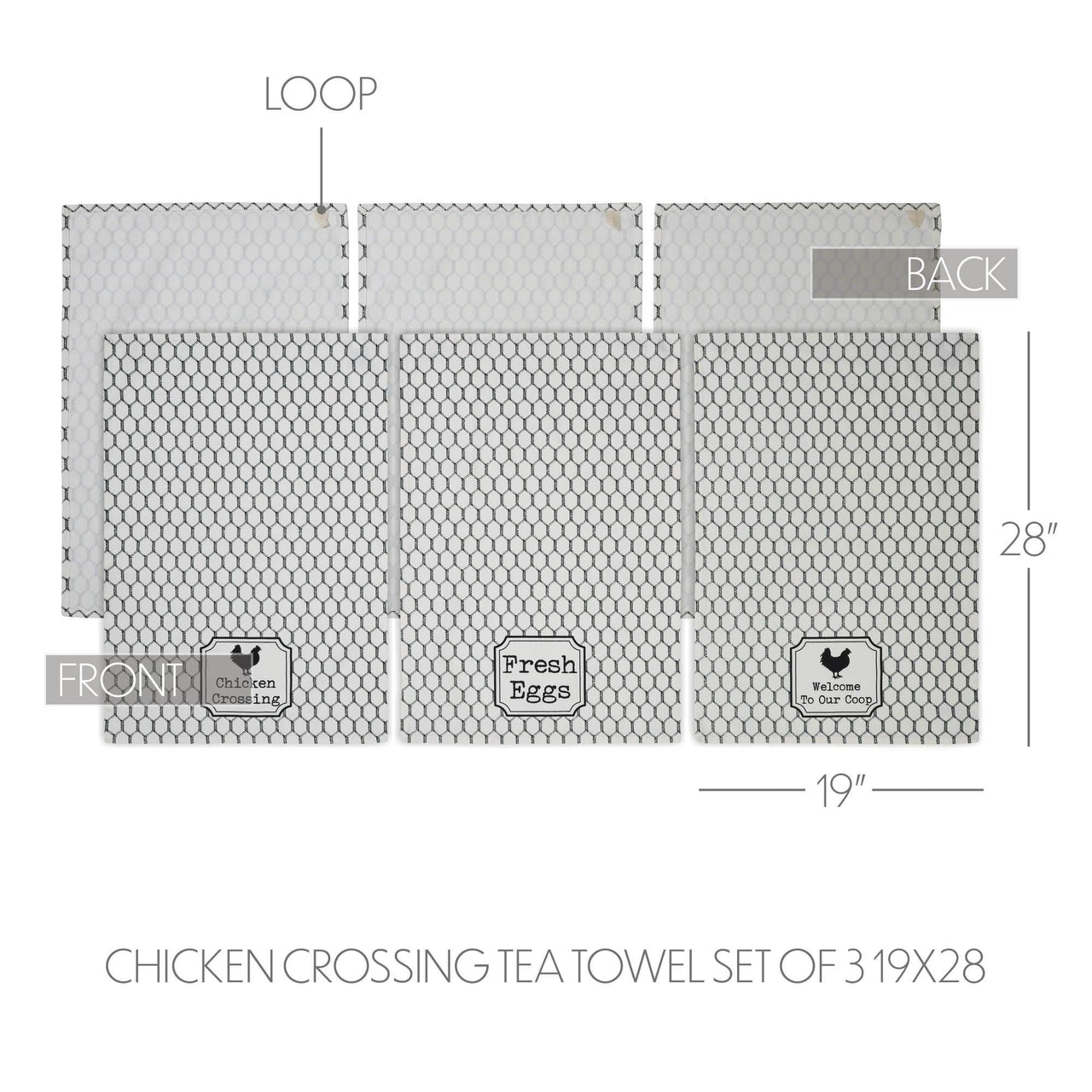 Down Home Chicken Crossing Tea Towel Set of 3 19x28 - The Fox Decor