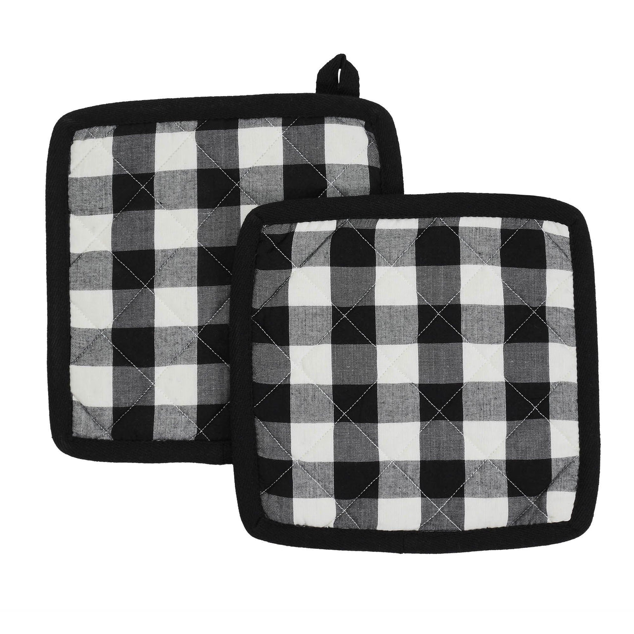 Annie Buffalo Check Black Pot Holder Set of 2 8x8 - The Fox Decor