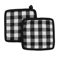 Annie Buffalo Check Black Pot Holder Set of 2 8x8 - The Fox Decor