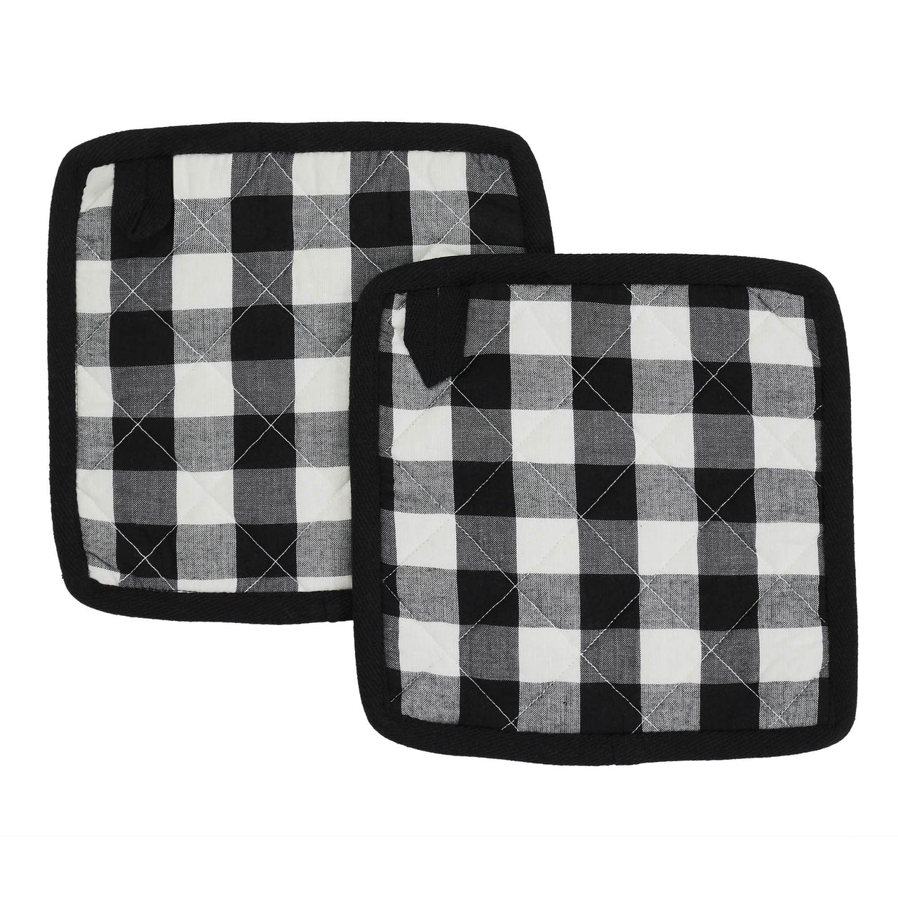 Annie Buffalo Check Black Pot Holder Set of 2 8x8 - The Fox Decor