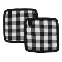 Annie Buffalo Check Black Pot Holder Set of 2 8x8 - The Fox Decor