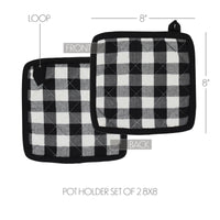 Annie Buffalo Check Black Pot Holder Set of 2 8x8 - The Fox Decor