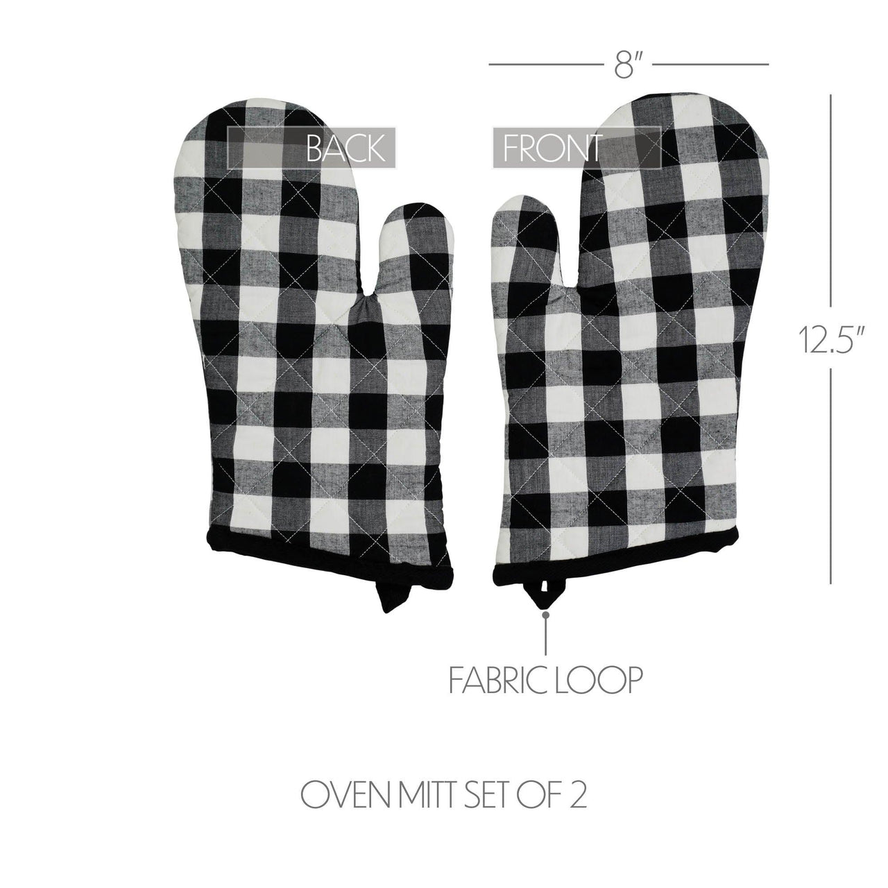 Annie Buffalo Check Black Oven Mitt Set of 2 - The Fox Decor