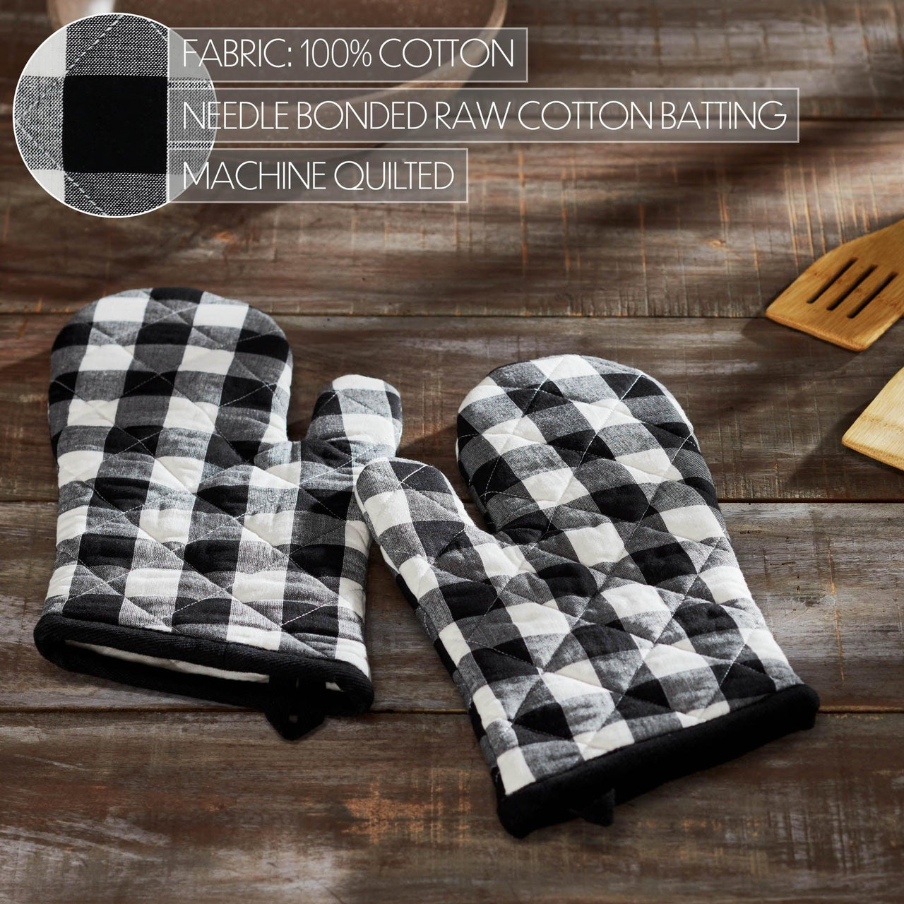 Annie Buffalo Check Black Oven Mitt Set of 2 - The Fox Decor
