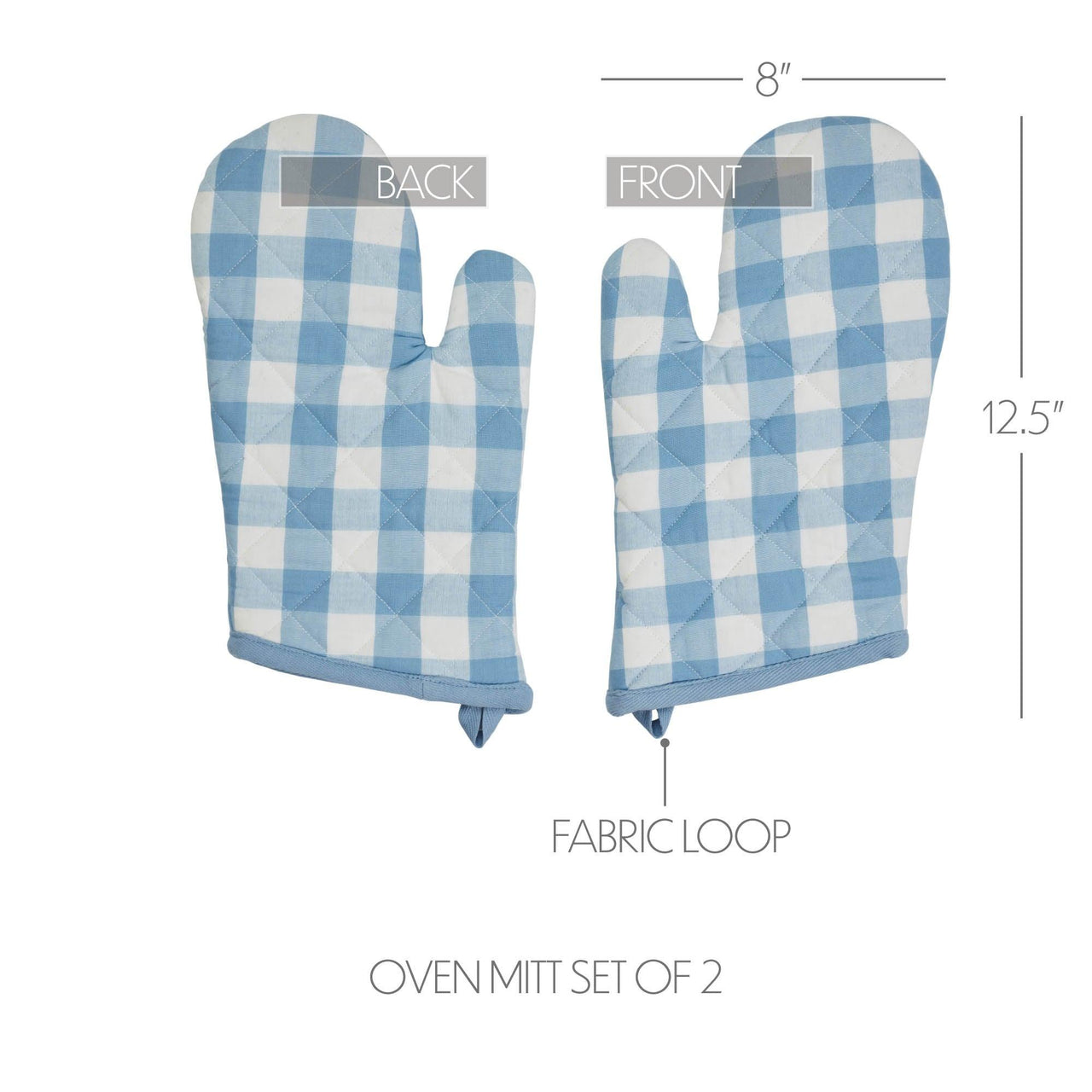 Annie Buffalo Check Blue Oven Mitt Set of 2 - The Fox Decor