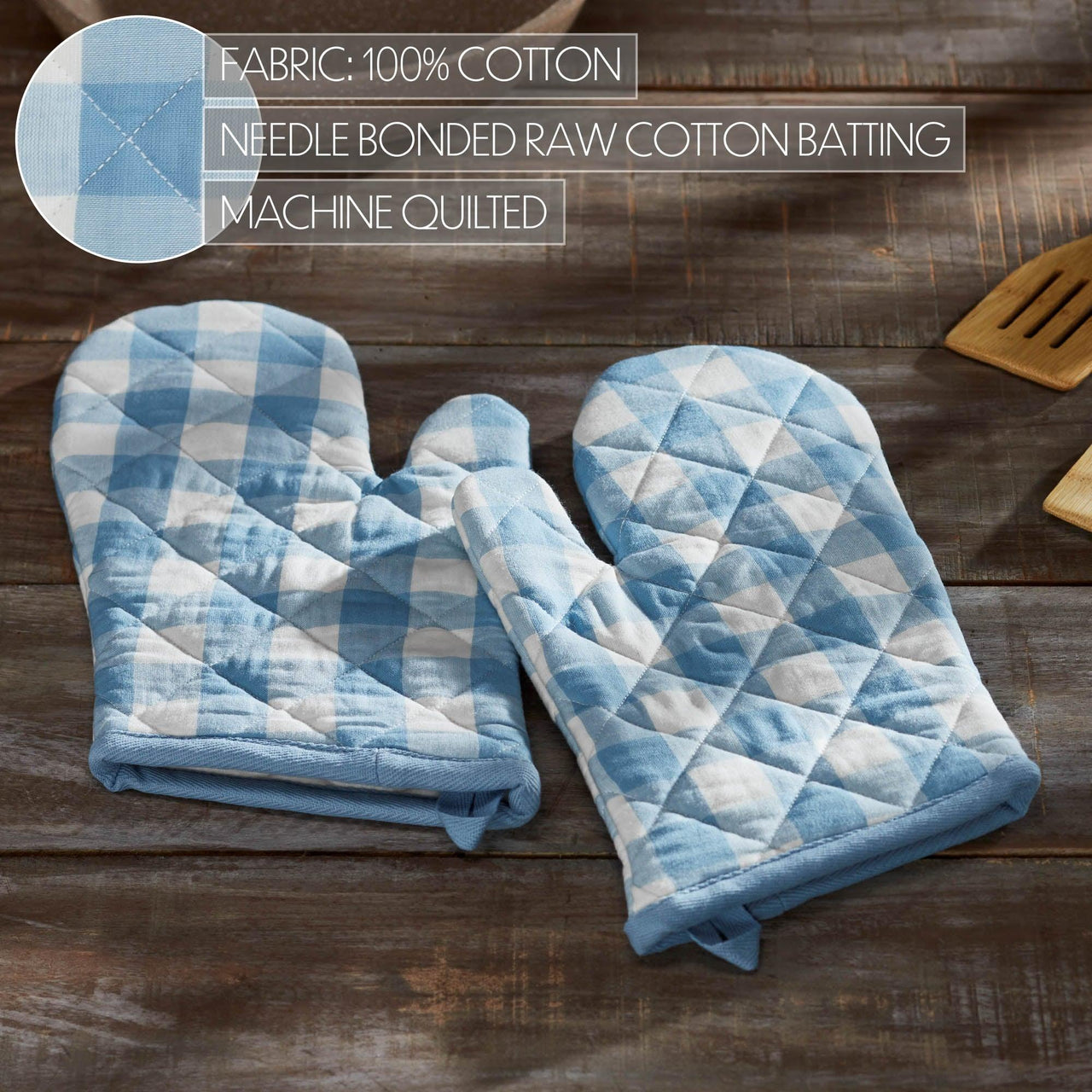 Annie Buffalo Check Blue Oven Mitt Set of 2 - The Fox Decor
