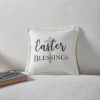 Risen Easter Blessings Cross Pillow 12x12 - The Fox Decor