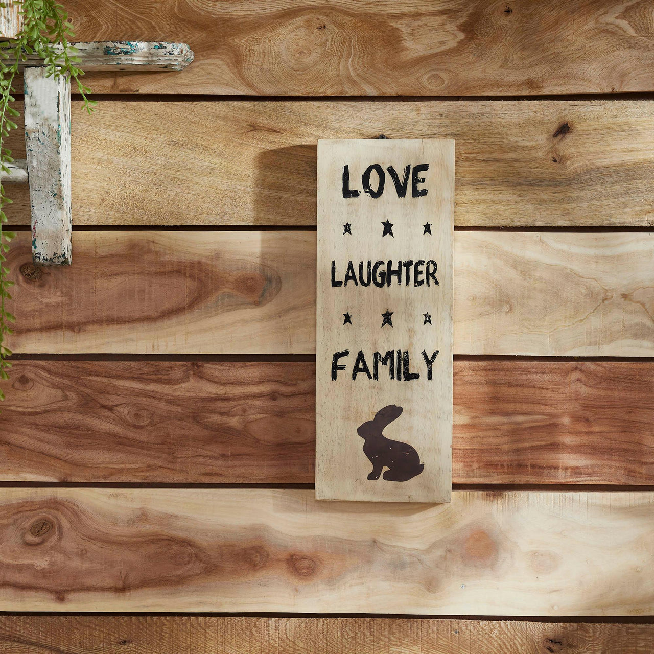 Love Laughter Family Wooden Sign 14.5x5.5 - The Fox Decor