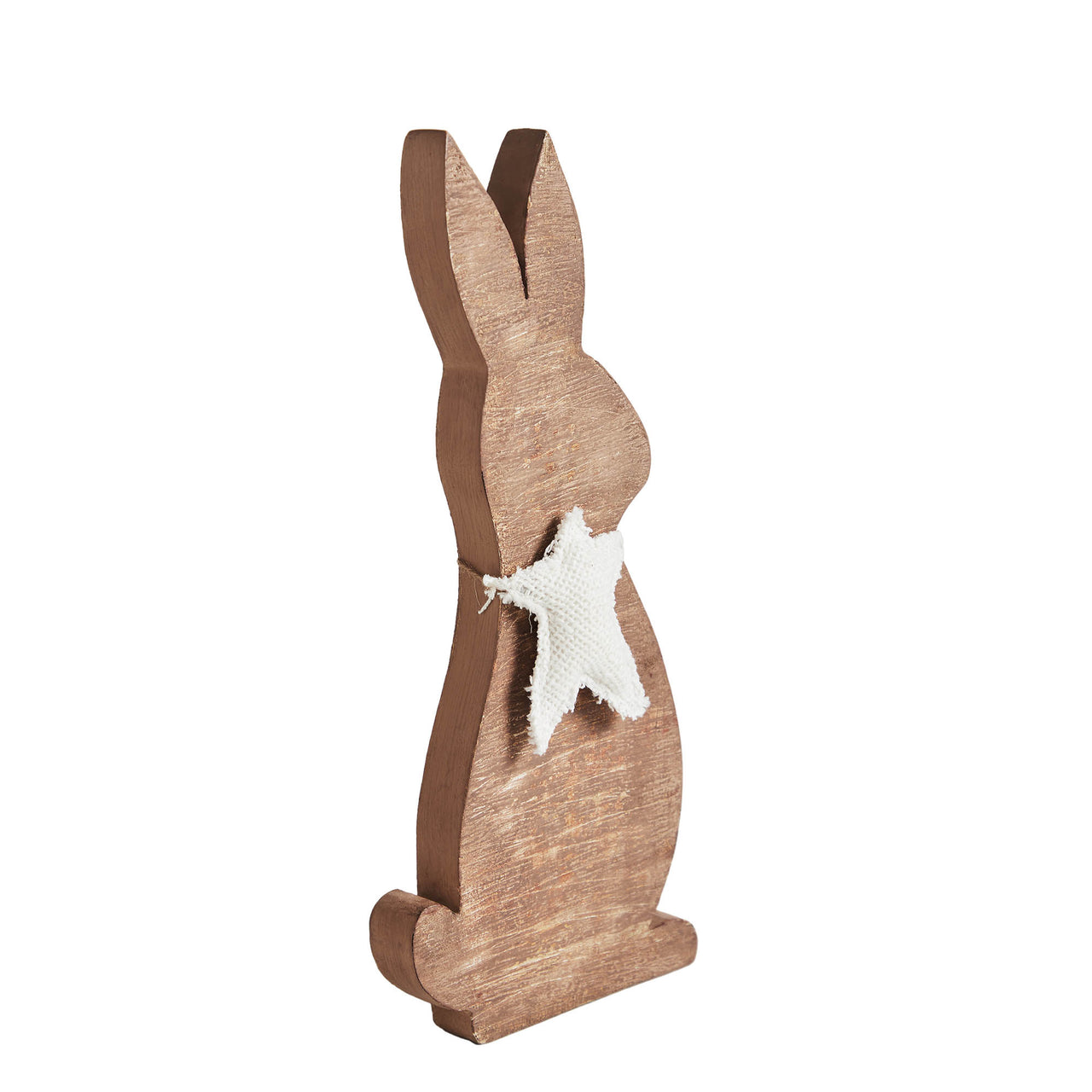 Wooden Bunny with Prim Burlap Star 13x6x1.5