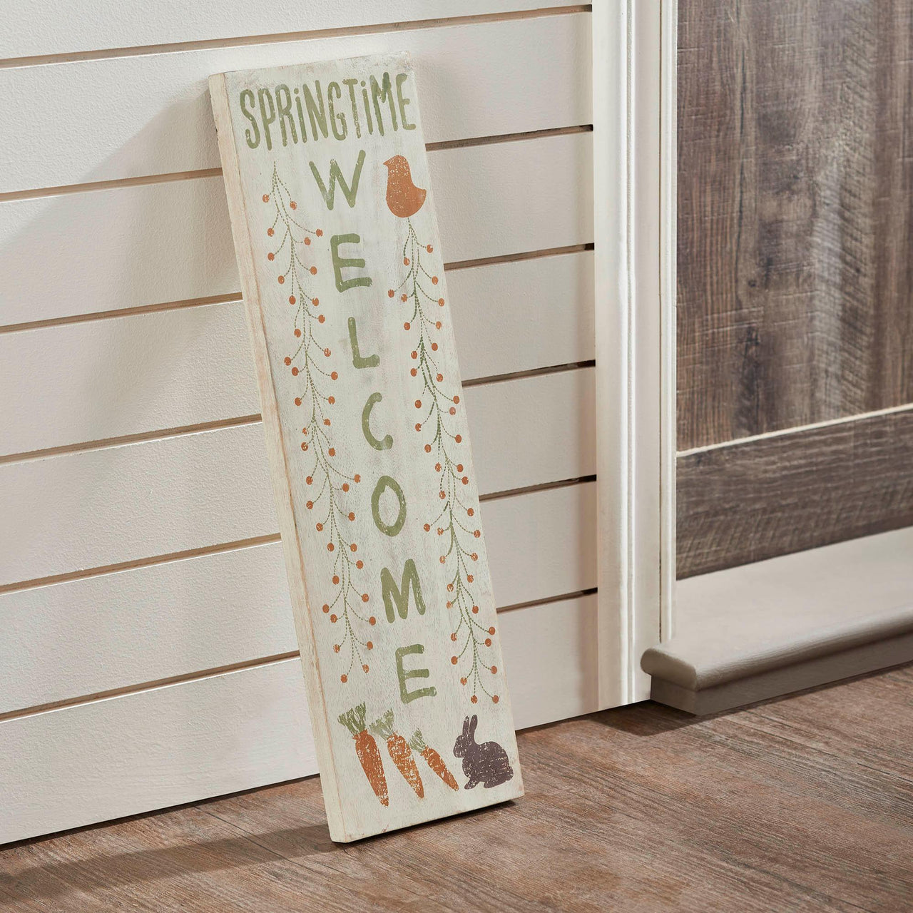 Springtime Welcome Wooden Sign 20x6 - The Fox Decor