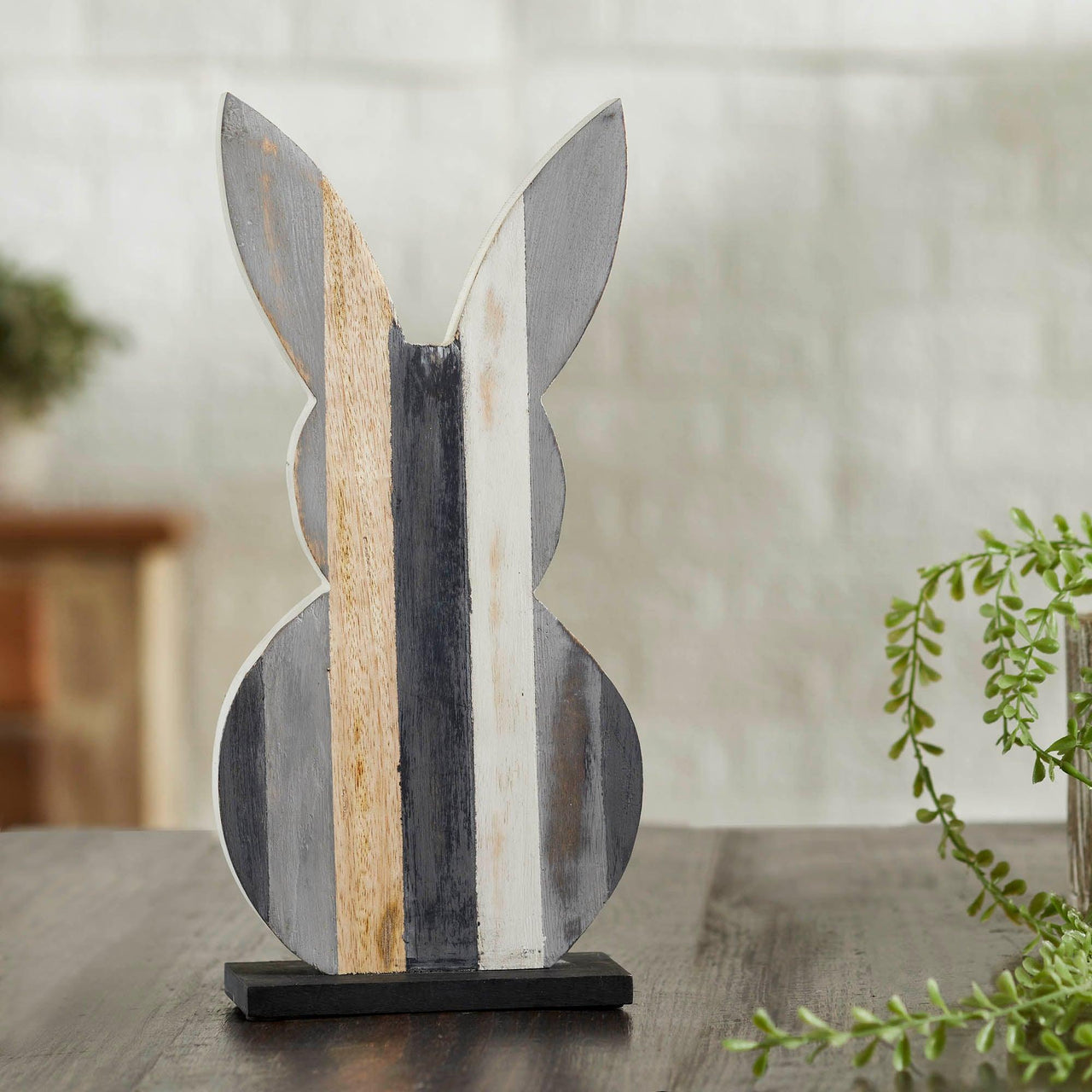 Wooden Painted Rabbit 12x6x2.25 VHC Brands - The Fox Decor