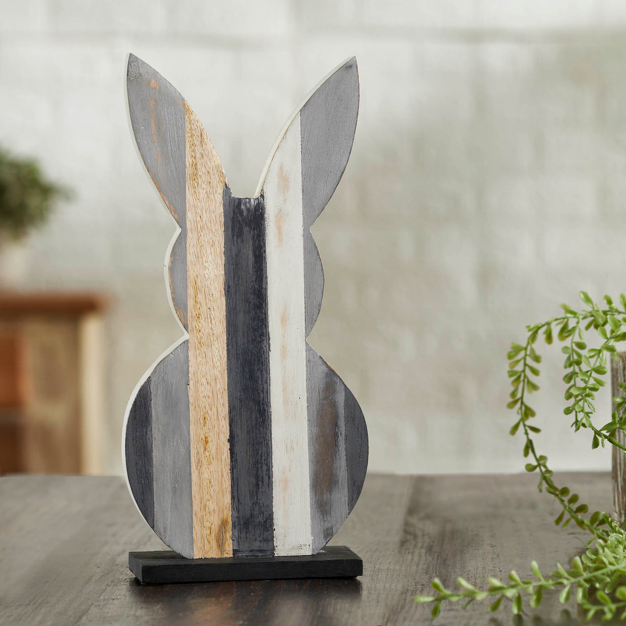 Wooden Painted Rabbit 12x6x2.25 VHC Brands