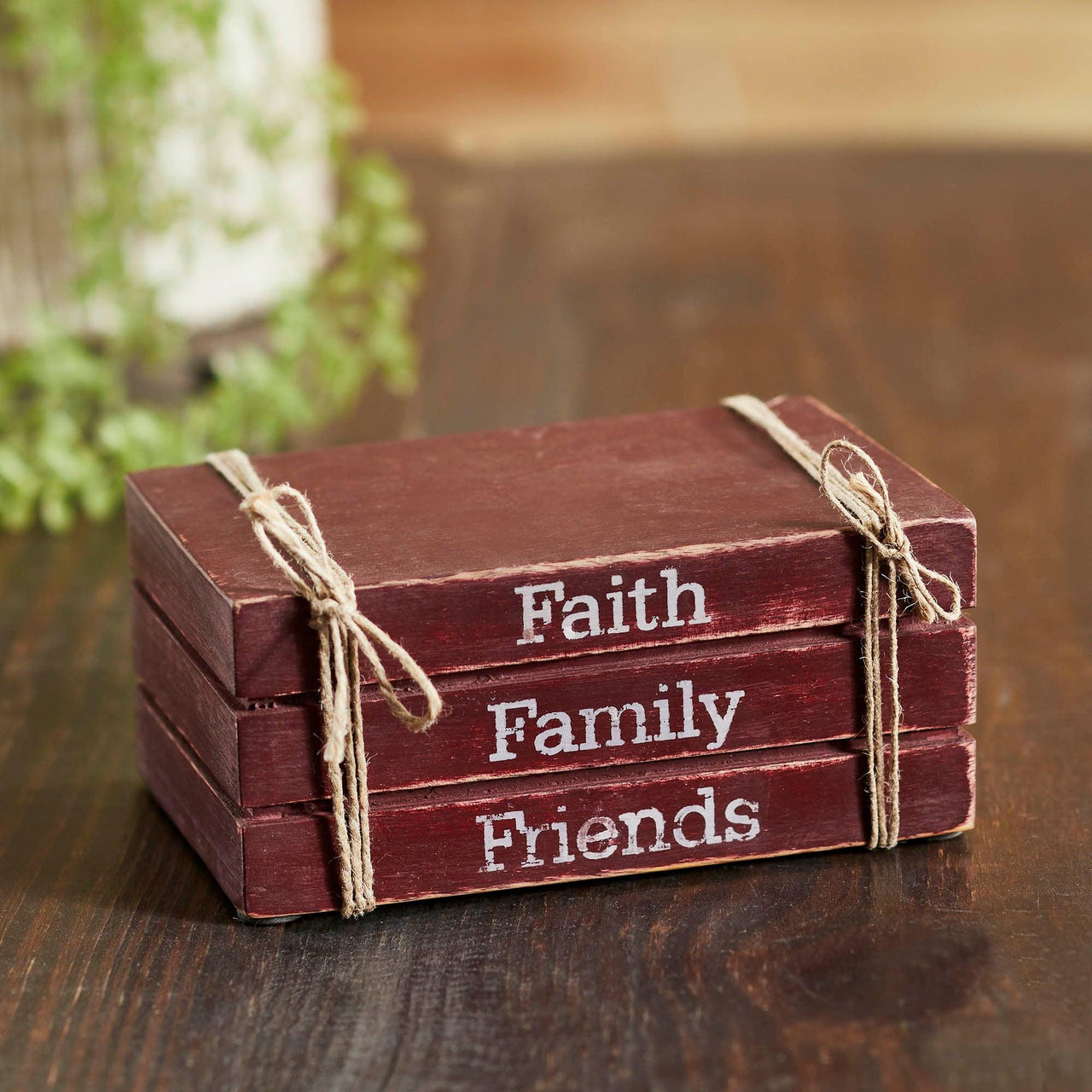 Faith Family Friends Faux Book Stack 2.5x6x4 - The Fox Decor