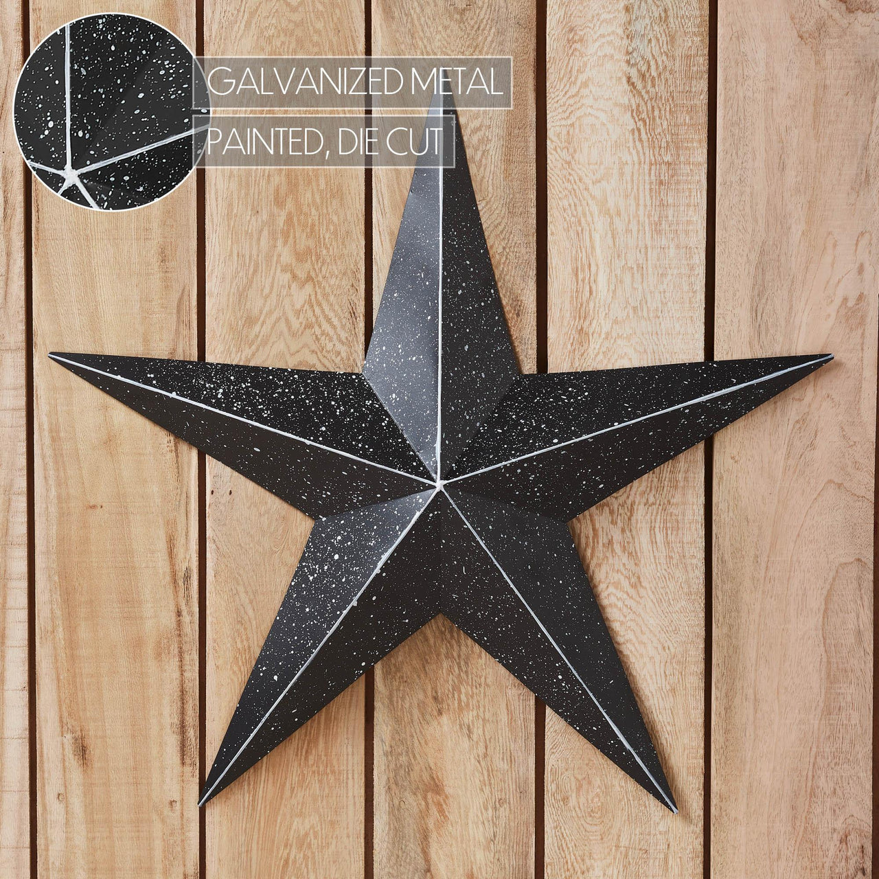 Faceted Metal Star Black Wall Hanging 24x24 - The Fox Decor