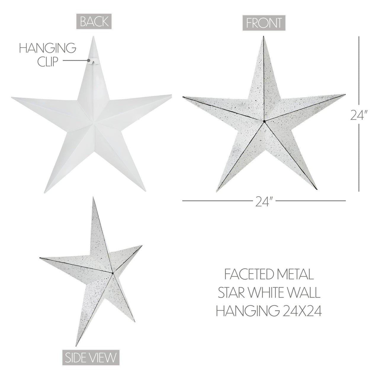 Faceted Metal Star White Wall Hanging 24x24 - The Fox Decor