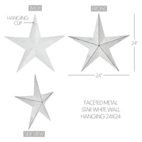 Faceted Metal Star White Wall Hanging 24x24 - The Fox Decor