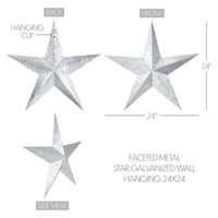 Faceted Metal Star Galvanized Wall Hanging 24x24 - The Fox Decor
