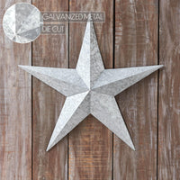 Faceted Metal Star Galvanized Wall Hanging 24x24 - The Fox Decor