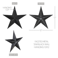 Faceted Metal Star Black Wall Hanging 12x12 - The Fox Decor
