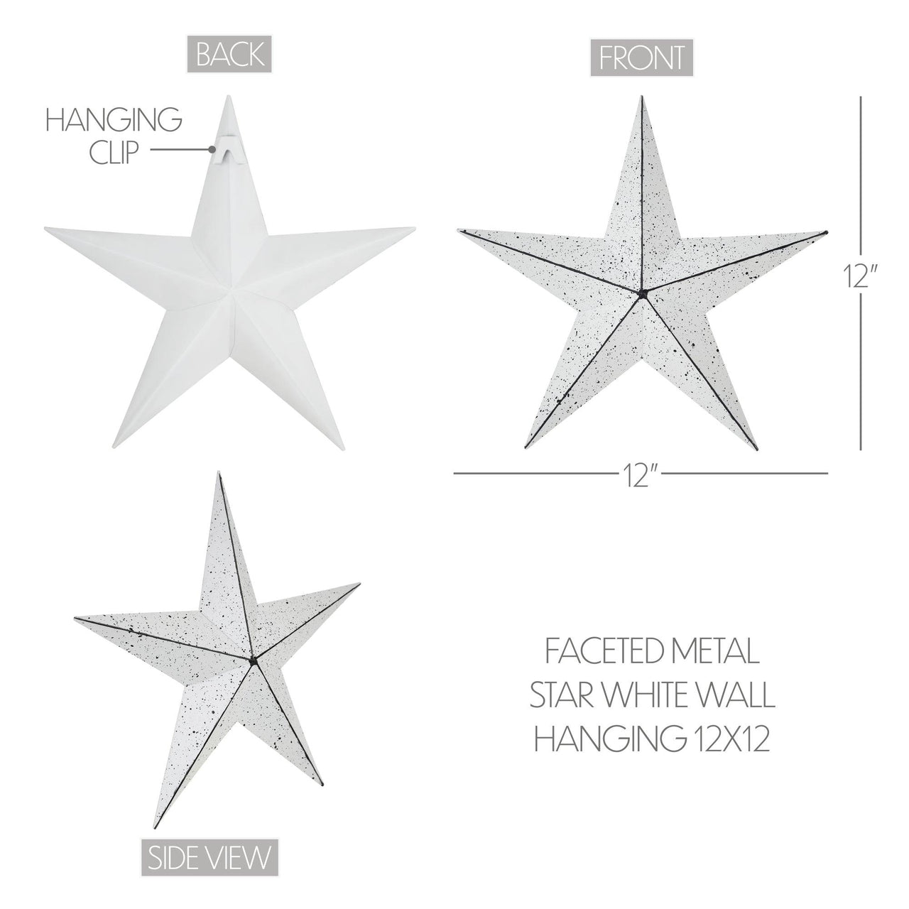 Faceted Metal Star White Wall Hanging 12x12 - The Fox Decor