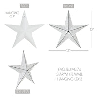 Faceted Metal Star White Wall Hanging 12x12 - The Fox Decor
