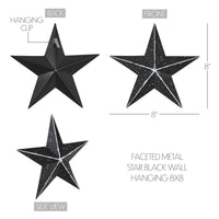Faceted Metal Star Black Wall Hanging 8x8 - The Fox Decor