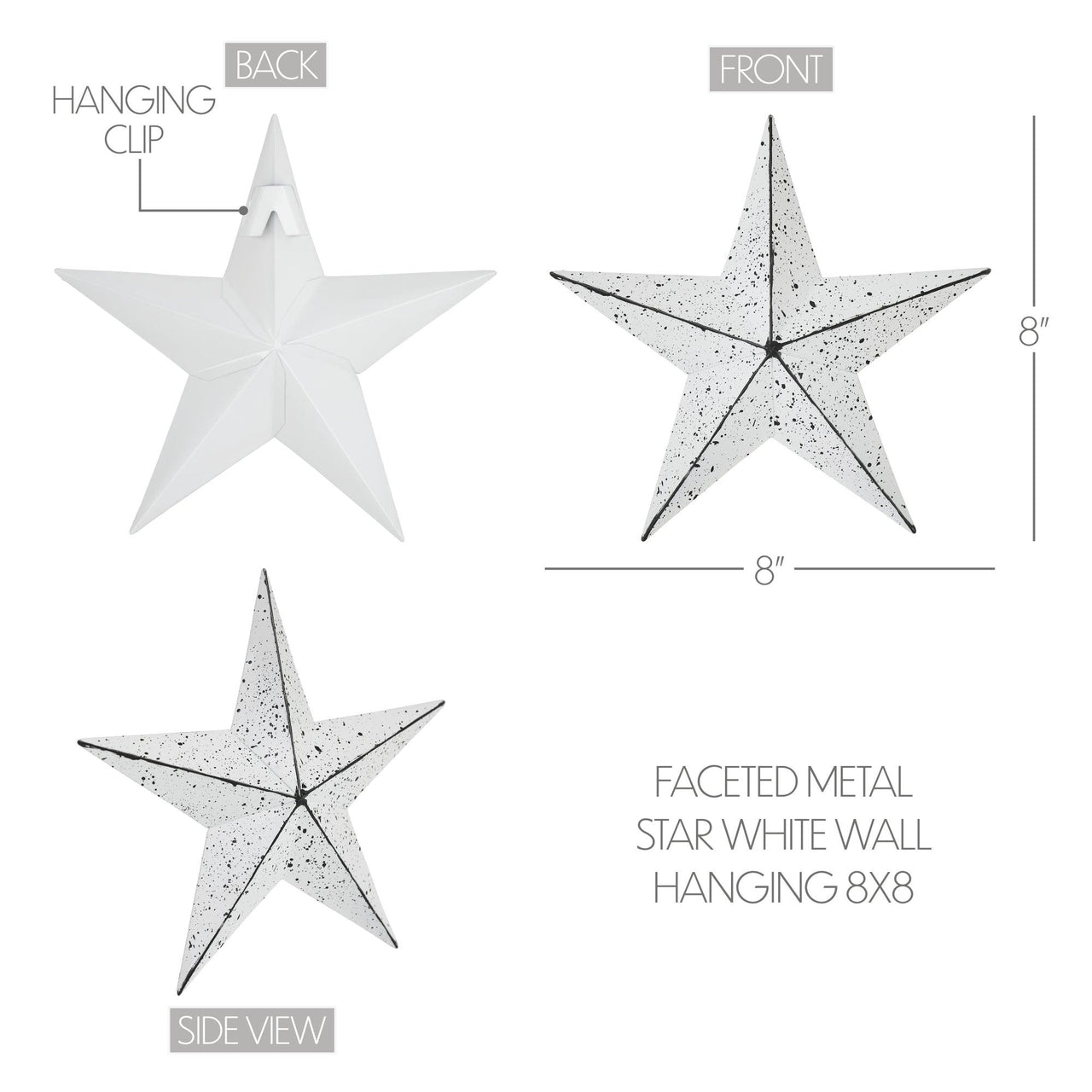 Faceted Metal Star White Wall Hanging 8x8 - The Fox Decor