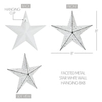 Faceted Metal Star White Wall Hanging 8x8 - The Fox Decor