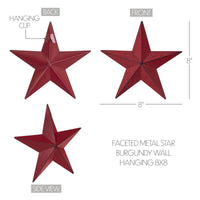 Faceted Metal Star Burgundy Wall Hanging 8x8 - The Fox Decor