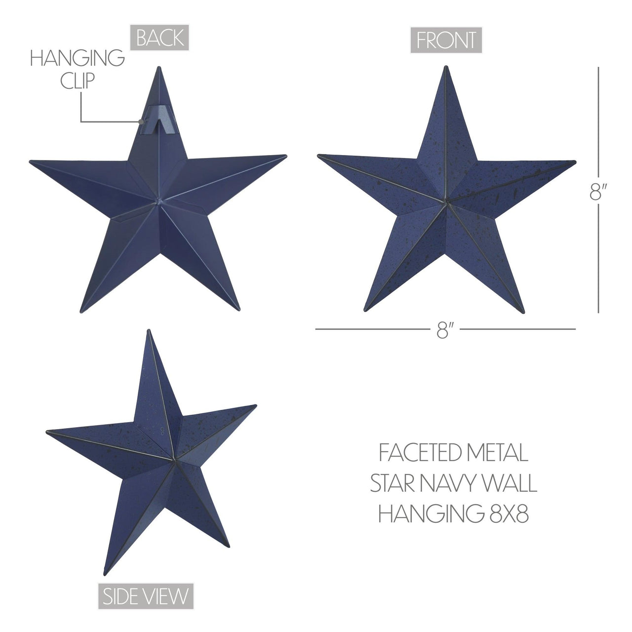 Faceted Metal Star Navy Wall Hanging 8x8 - The Fox Decor