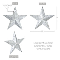 Faceted Metal Star Galvanized Wall Hanging 8x8 - The Fox Decor