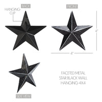Faceted Metal Star Black Wall Hanging 4x4 - The Fox Decor